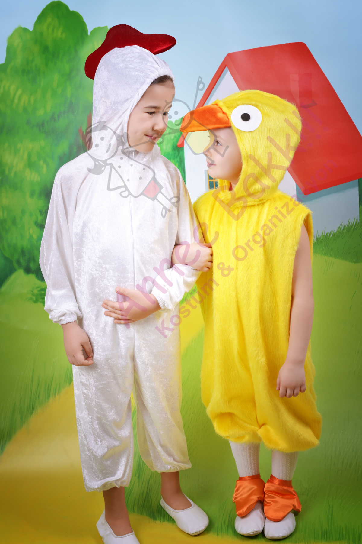 Çocuklar İçin Tavuk-Horoz Kostümü, Kadife Kumaş Tavuk-Horoz Kostümü, Hızlı Kargo
