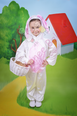 Pembe Renk Kız Çocuk Tavşan Kostümü, Kadife Kumaş Tavşan Kostümü, Hızlı Kargo