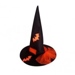 Yarasa Desenli Cadı Şapka