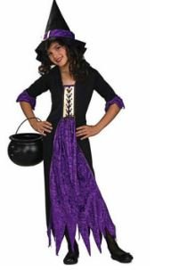 Mor Cadı Elbisesi Kız Çocuk Kostümü