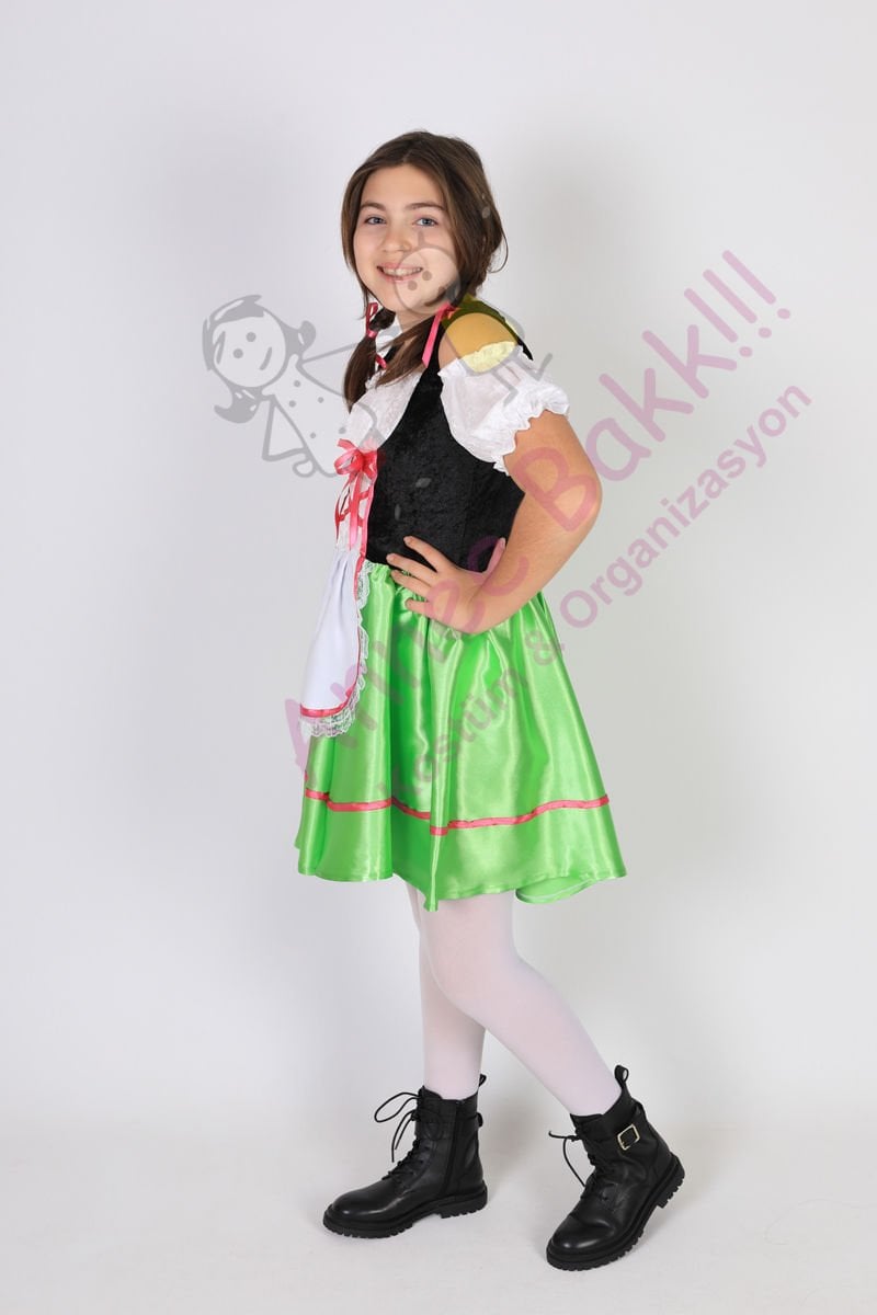 Almanya Temalı Kız Çocuk Kostümü, Alman Oktoberfest Festivaline Uygun Kız Çocuk Kıyafeti