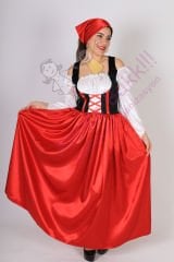 Bayerische Kırmızı Alman Kadın Kostümü, Oktoberfest Yetişkin Alman Kadın Kıyafeti, Hızlı Kargo