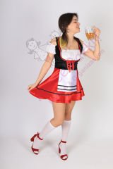 Kırmızı Renk Alman Kadın Kostümü, Oktoberfest Yetişkin Alman Kadın Kıyafeti, Hızlı Kargo