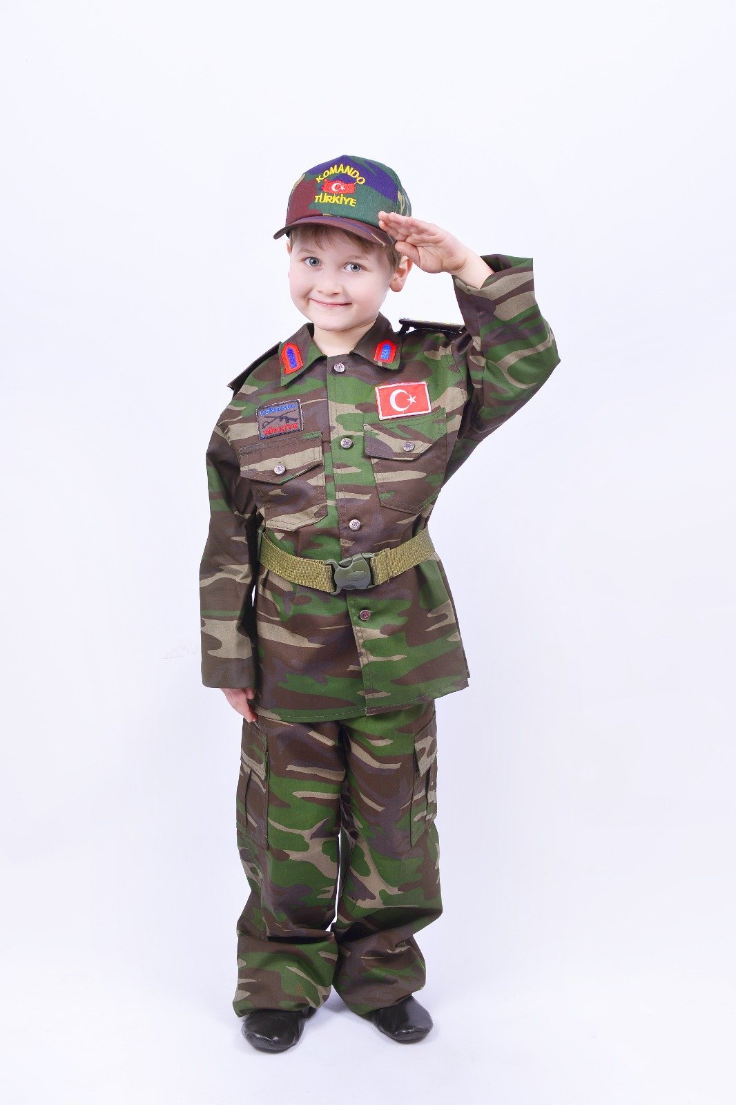 Çocuk Asker Kostümü, Asker Çocuk Kıyafet Seti, Asker Kamuflaj Kostüm Seti