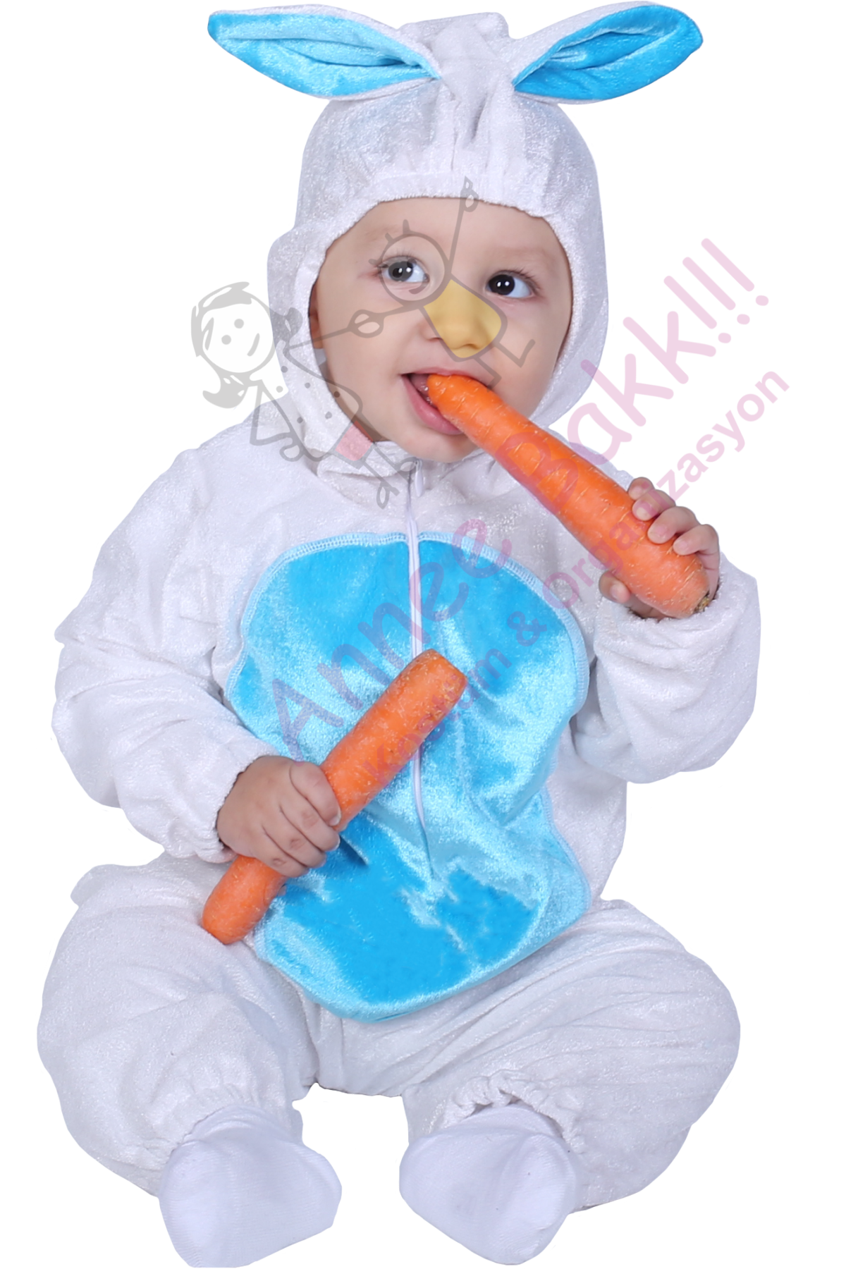 Bebek Tavşan Kıyafeti, Bebeğiniz İçin Tavşan Kostümü, Kadife Kumaş Tavşan Kostümü