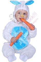 Bebek Tavşan Kıyafeti, Bebeğiniz İçin Tavşan Kostümü, Kadife Kumaş Tavşan Kostümü