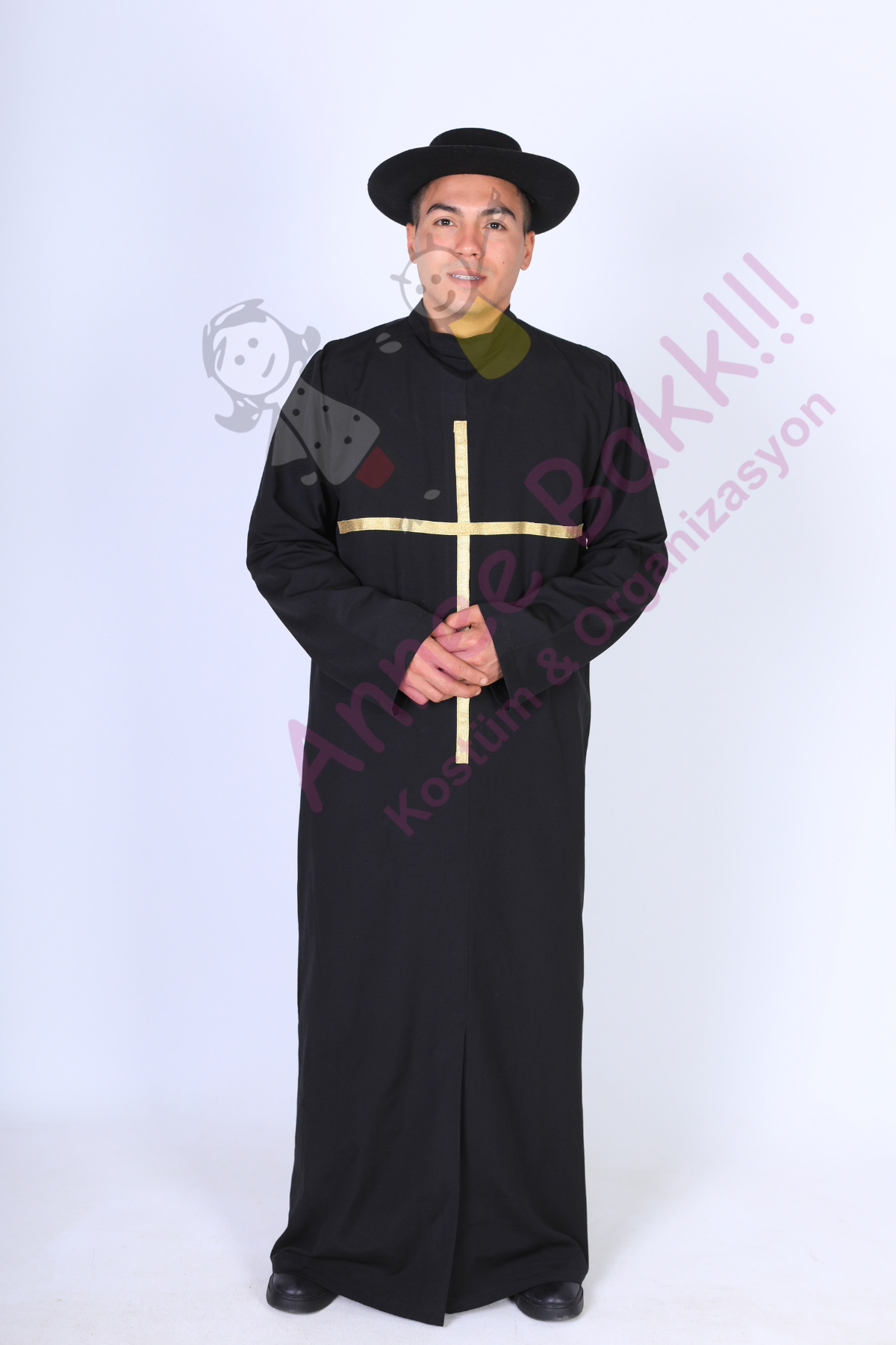 Yetişkin Erkek Rahip Kostümü, Papaz Din Adamı Kıyafeti, Hızlı Kargo
