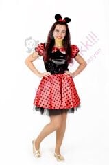 Kırmızı-Puantiyeli Minnie Mouse Kostümü, Yetişkin Kadın Minnie Mouse Kostümü, Hızlı Kargo