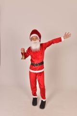 Noel Baba Çocuk Kostümü, Kadife Kumaş Noel Baba Çocuk Kostümü, Aynı Gün Kargo Hızlı Teslimat