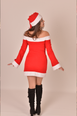 Mini Model Noel Anne Kostümü, Yetişkinlere Özel Polar Kumaş Mini Model Yılbaşı Kostümü