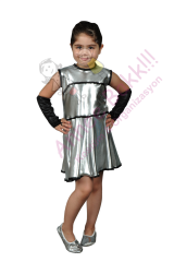 Siyah ve Gümüş Renk Modern Dans Kostümü, Çocuklara Özel Dans Kostümü