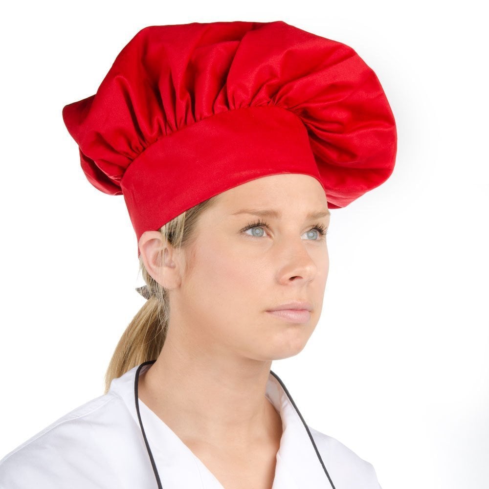 Kırmızı Renk Aşçı Şapkası, Şef Kostüm Kepi, Aşçılık Kostüm Aksesuarları
