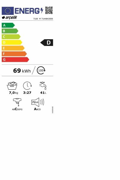 Arçelik 7100 M 7 kg 1000 Devir Çamaşır Makinesi
