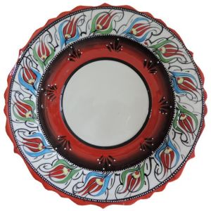 Oğuz Çini  30cm Çini Kırmızı Fotoğraf Tabağı