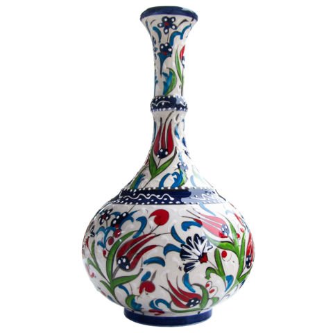 Oğuz Çini Dekoratif Şık Ev Süsü Modern Seramik  30 cm Gözyaşı Vazo