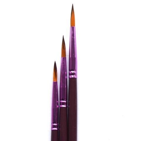 Üçlü Yuvarlak Uçlu Akrilik Tezhip Çini Fırça Seti 3-4-5 Numara