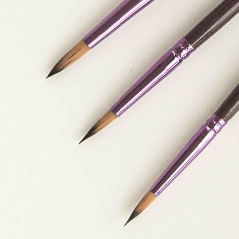 Üçlü Yuvarlak Uçlu Akrilik Tezhip Çini Fırça Seti 6-7-8 Numara