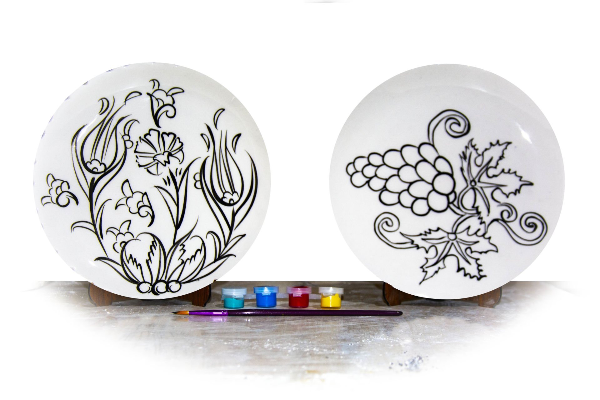 Taş Boyama Çini Motifli Zeka Geliştirici Aktivite Eğitim Seti Hobi Uygulama 4 Renk Akrilik Boya