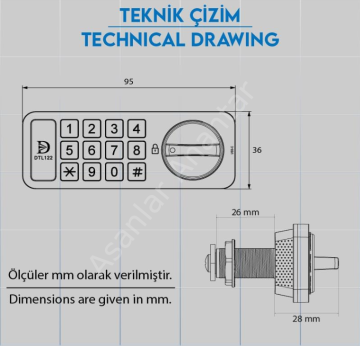 Şifreli Tuşlu Soyunma Dolabı Ve Çekmece Kabin Kilidi Şarjlı Beyaz (Yatay)