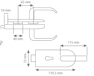 Cam Kapı Kilidi Kollu (Zamak)