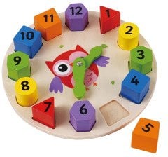 Toptoys Ahşap Geometrik Baykuş Saat