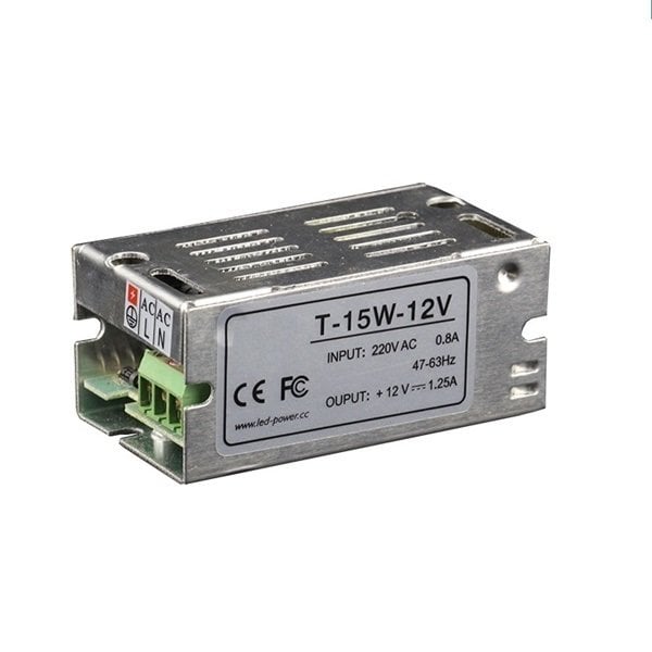 T-15W-12V 15W 12Vdc/1.2A İç Mekan Sabit Voltaj Led Sürücü