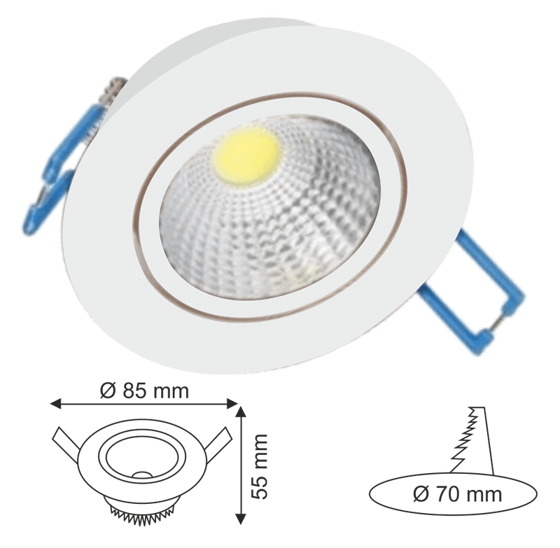 5W Beyaz Sıva Altı Beyaz Kasa Led Spot Aydınlatma