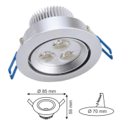 3x1W Beyaz Sıva Altı Saten Kasa Led Spot Aydınlatma