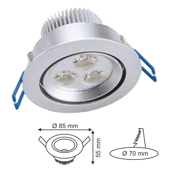 3x1W Günışığı Sıva Altı Saten Kasa Led Spot Aydınlatma