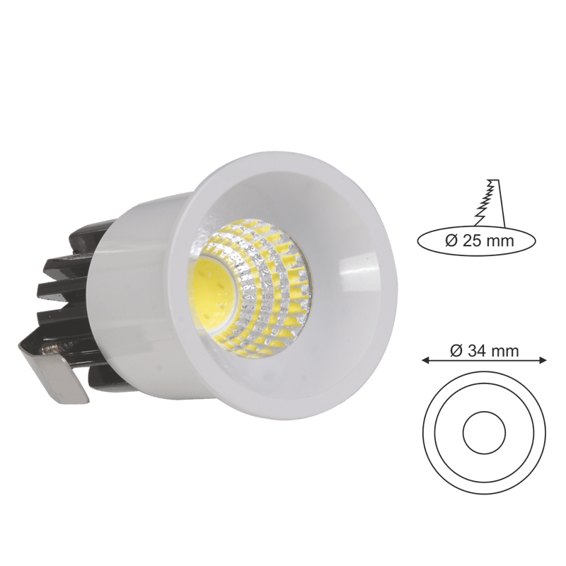 3W Beyaz Sıva Altı Yuvarlak Mobil Led Spot Aydınlatma