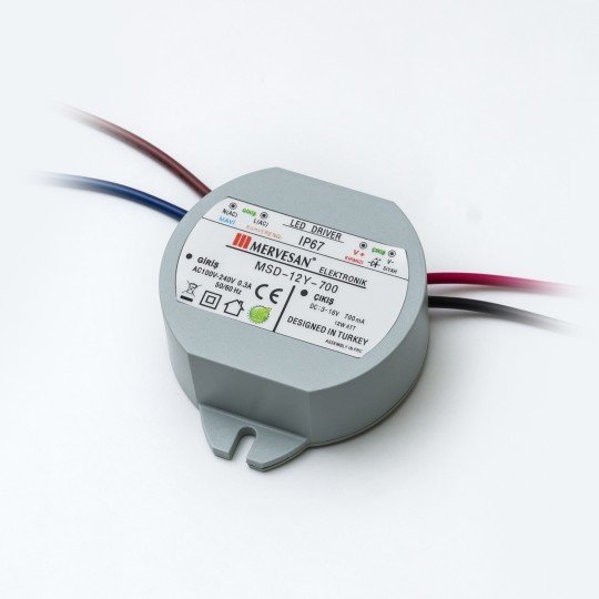 MSD-12Y-700 12W 3-16Vdc/700mA Dairesel Sabit Akım IP67 Led Sürücü