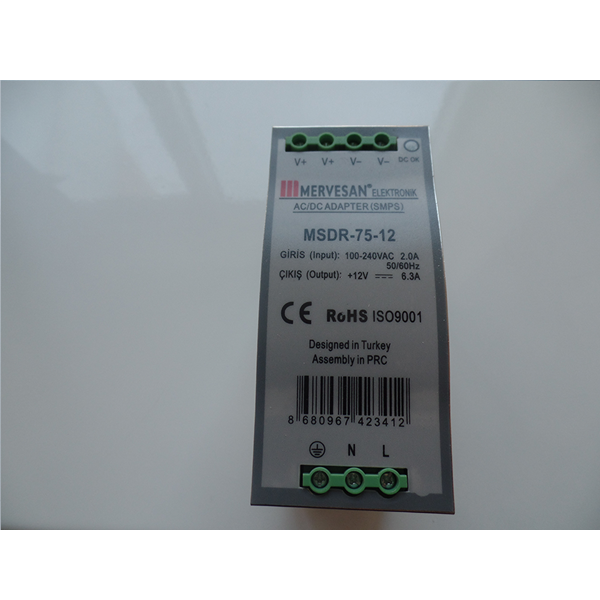MSDR-75-12 75W 12Vdc/6.25A Ray Montaj Adaptörler