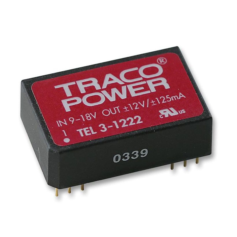TracoPower TEL 3-1222 - CONVERTER, DC/DC, 3W, +/-12V