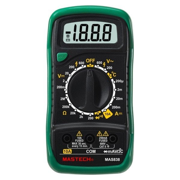 MASTECH MAS838 Dijital Multimetre + Transistör ve Sıcaklık Ölçümü