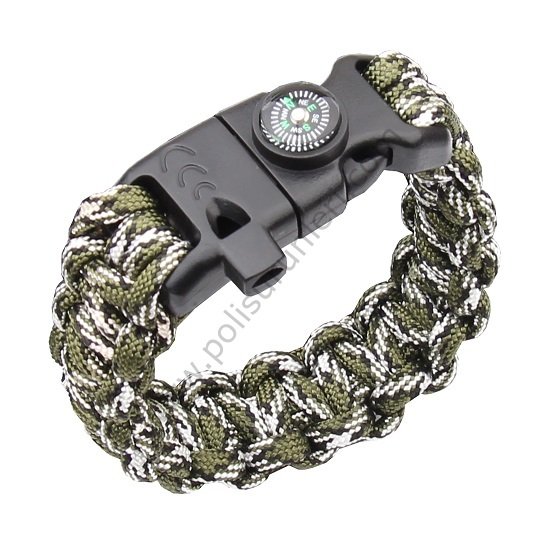 Paracord Bileklik Haki-Beyaz 03