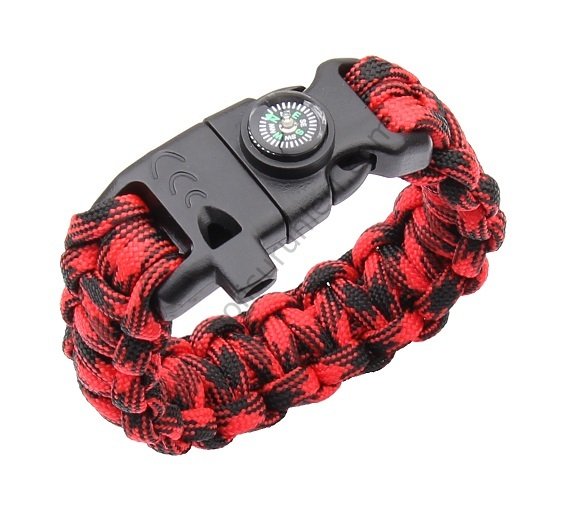 Paracord Bileklik Kırmızı-Siyah 06