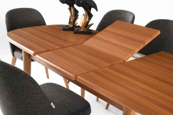Sorite Oval Ahşao Ayaklı Masa Tuna Ahşap Sandalye Takımı