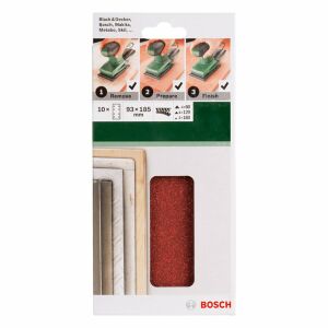 Bosch Titreşimli Zımpara Kağıdı 10'lu, 93x185mm 60/120/180 Kum
