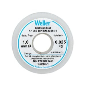 Weller EL99/1-25 Kurşunsuz Lehim Teli Sn99Cu1, 1mm, 25gr (T0054025099)