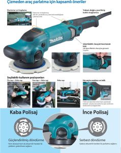 Makita PO6000C Dairesel Eksantrik Polisaj Makinesi 900 Watt 150 mm