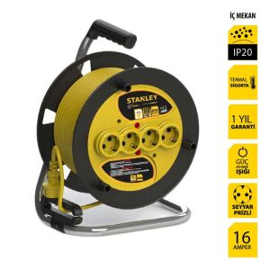 Stanley ST-E-4015 Makaralı Kablo 40 Mt, 3x1.5mm, 4 Prizli, IP20