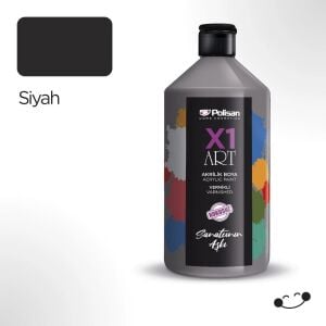 Polisan X1ART Vernikli Hobi Boyası 1000ml - Siyah