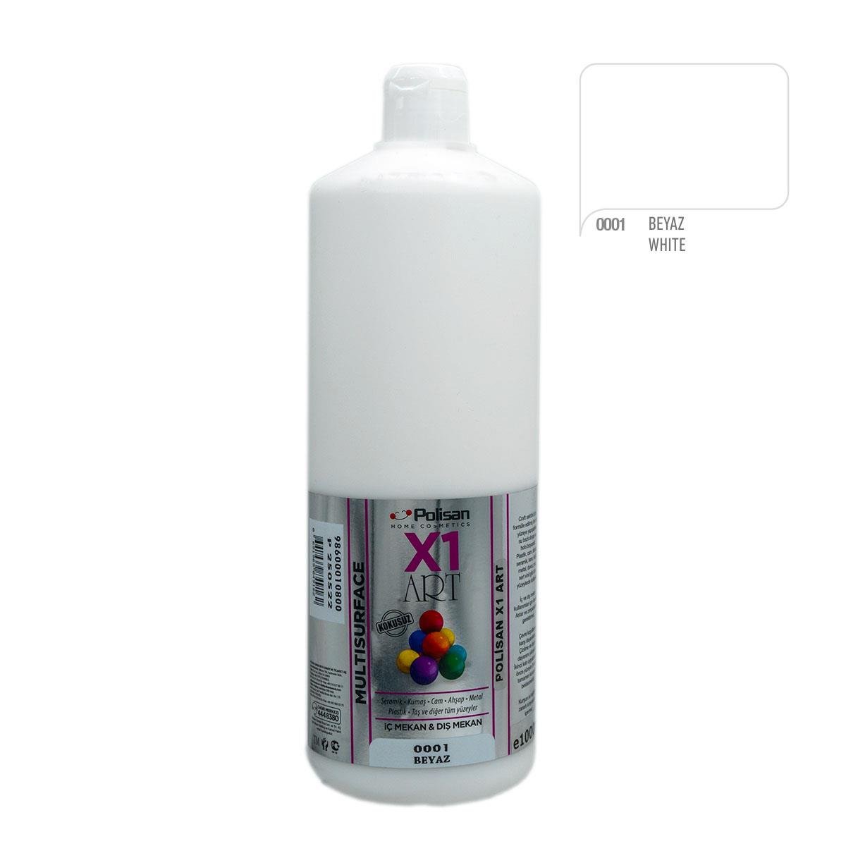 Polisan X1ART Multisurface Hobi Boyası 1000ml - 0001 Beyaz