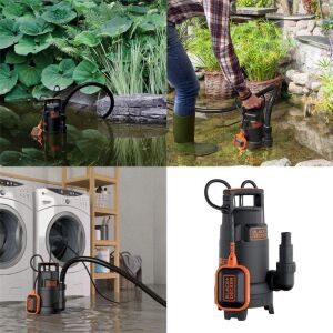 BLACK+DECKER Tauchpumpe BXUP750PTE 750W – Für Klar-/Schmutzwasser, 13.000 L/h, 8 M Förderhöhe, Mit Schwimmerschalter