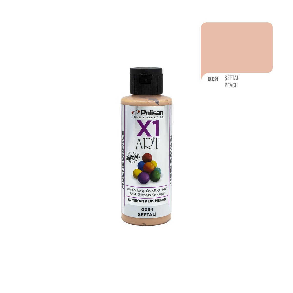 Polisan X1ART Multisurface Hobi Boyası 120ml - 0034 Şeftali