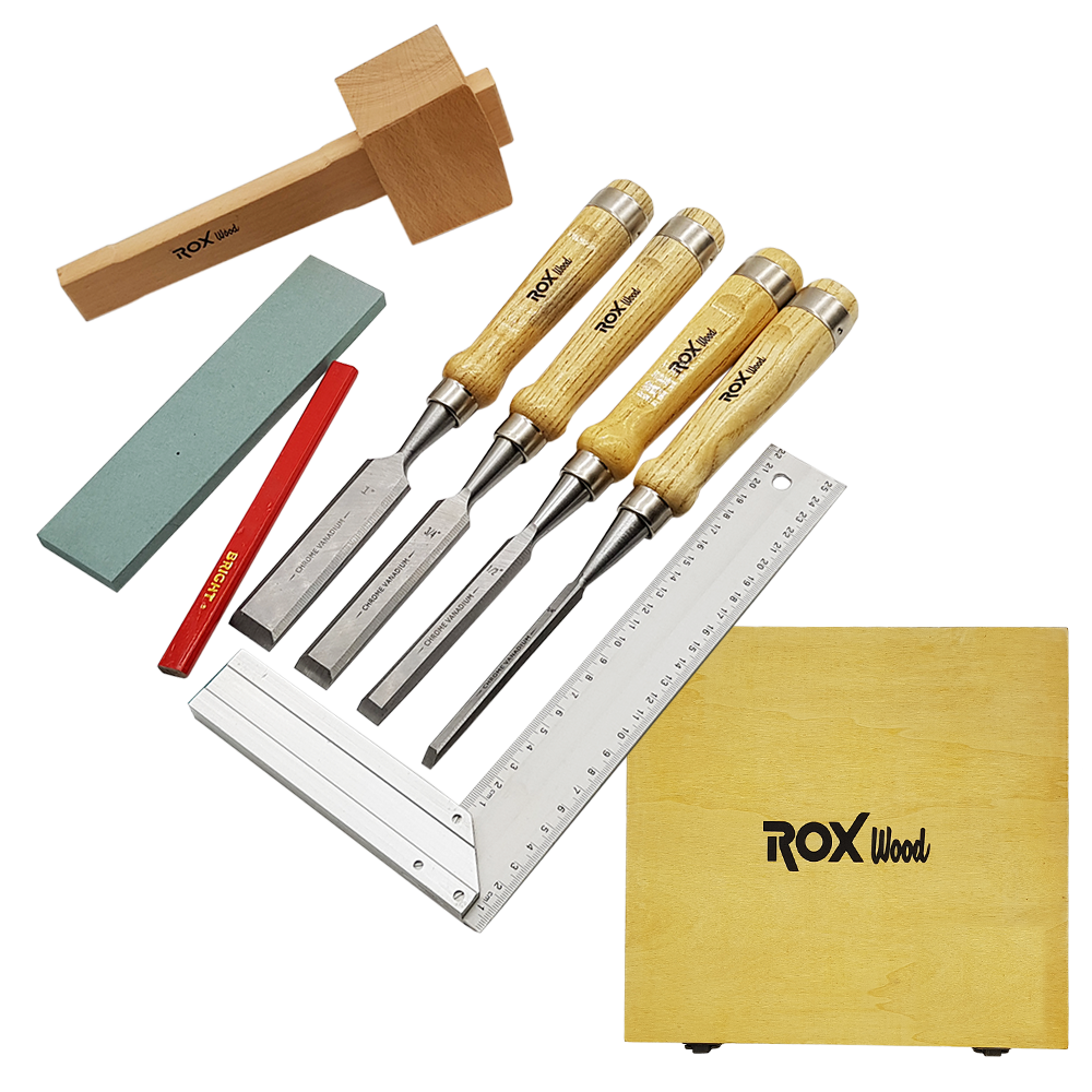 ROX Wood Iskarpela Seti 8 Parça Ahşap Kutulu