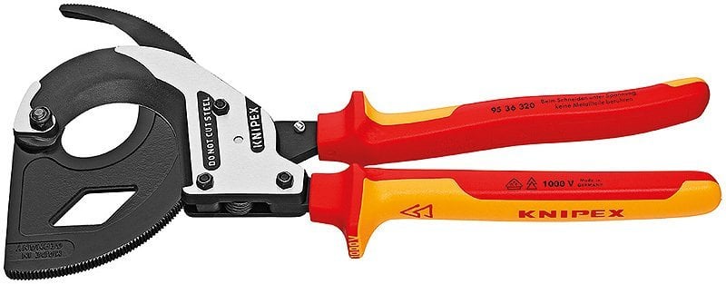 KNIPEX 95 36 320 Cırcır Mekanizmalı Kablo Makası 320 mm