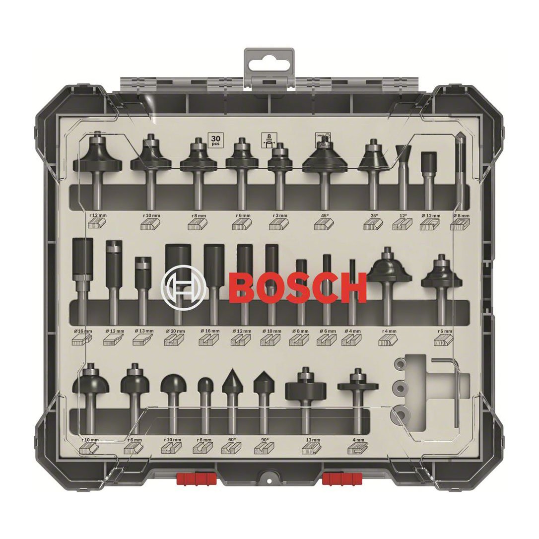 Bosch 2607017475 Ahşap Freze Uç Seti 30 Parça 8 mm Sap