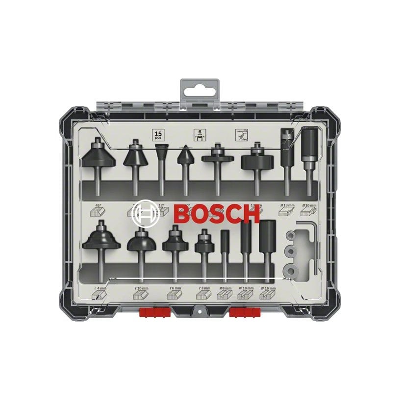 Bosch 2607017471 Ahşap Freze Uç Seti 15 Parça 6 mm Sap