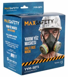 MaxSafety YYM-SET1 Yarım Yüz Solunum Maskesi Çift Filtreli Hazır Set